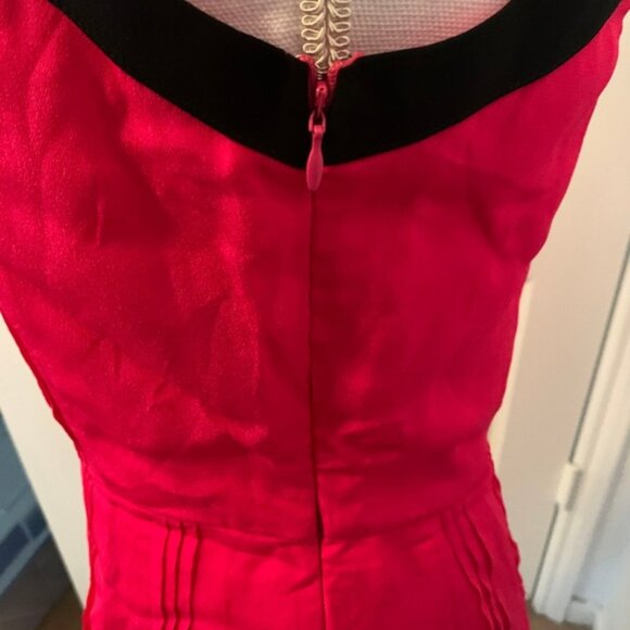 Pink & Black Sleeveless Mini Dress By Greylin With Square Neckline & Back Zipper - Picture 3 of 6